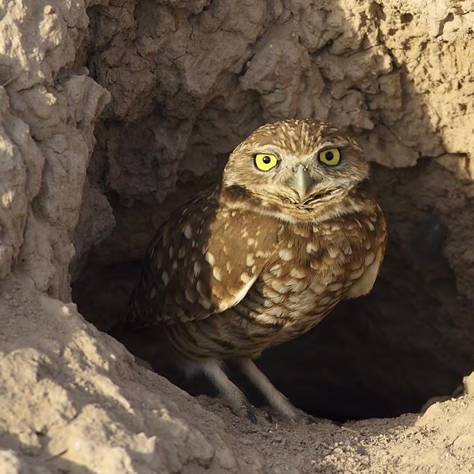 Burrowing Owl at little hole in San Diego Zoo