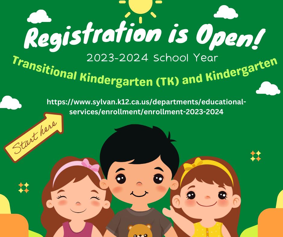 TK and Kindergarten registration is open now. Check out website or click here or come to school office.